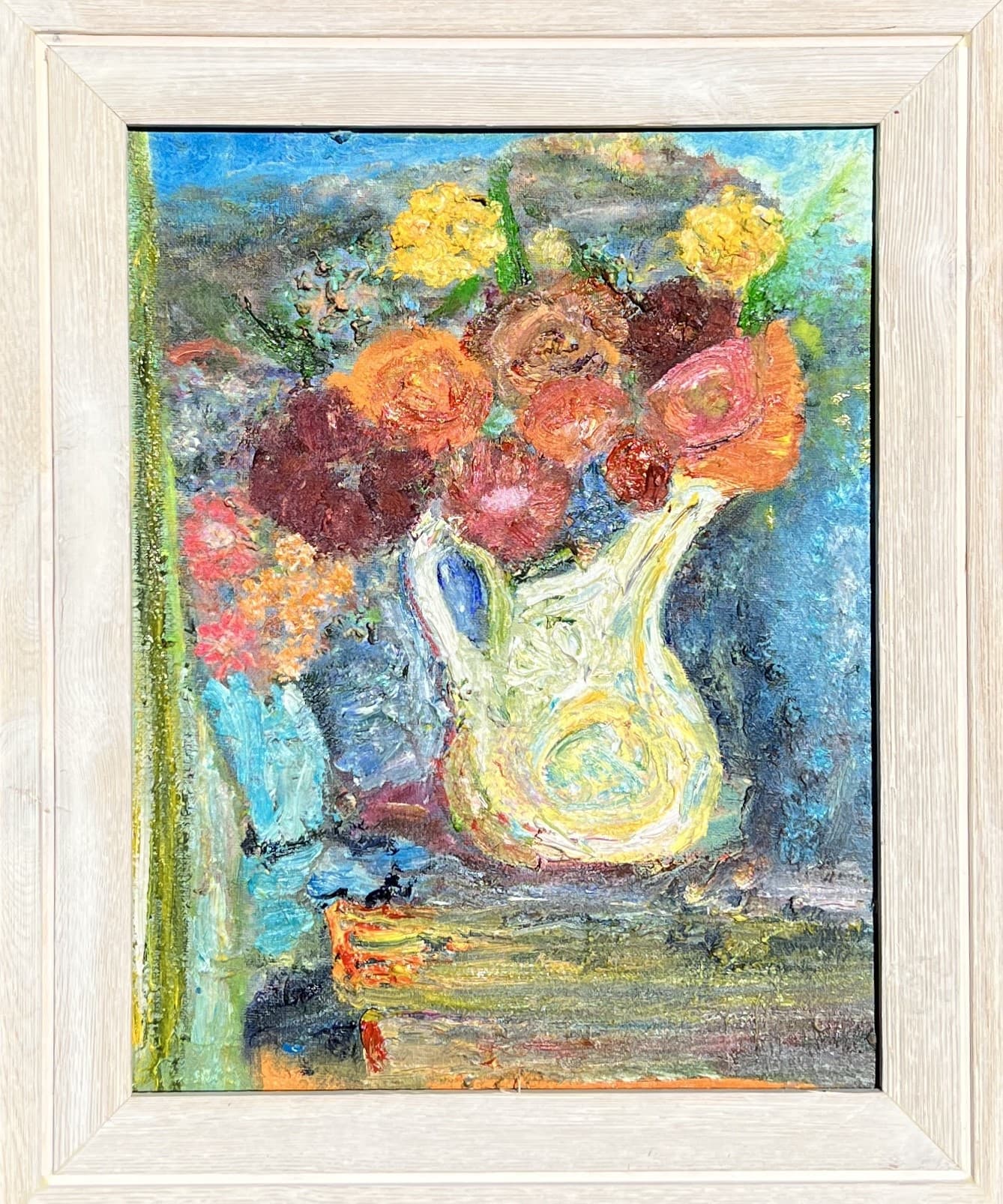 Flowers in a Vase and Pitcher
